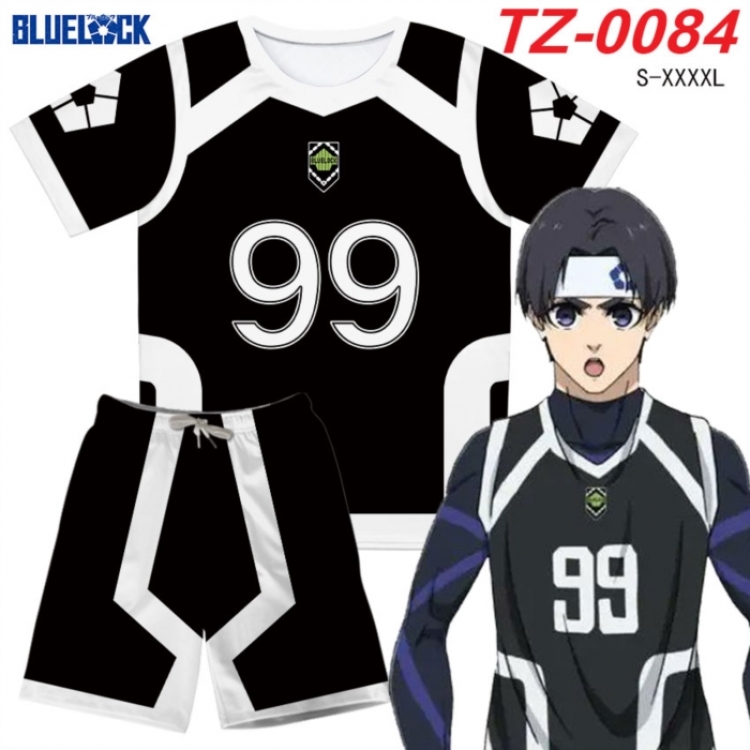 BLUE LOCK Anime Ant Wrinkle Material Full Color Short Sleeve T-shirt+Shorts Set from S to 4XL