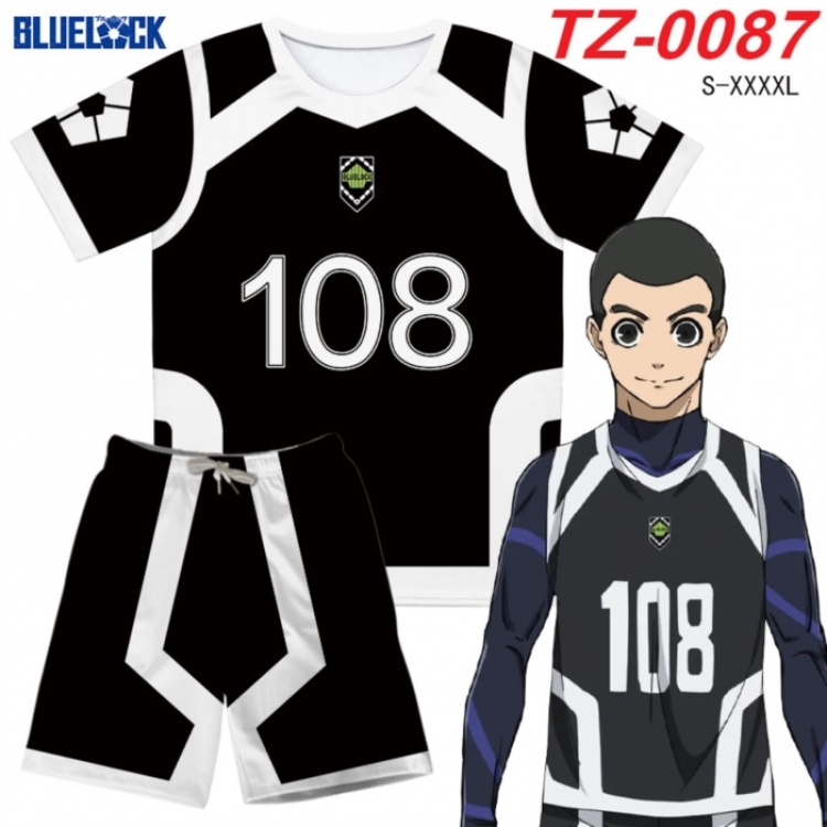 BLUE LOCK Anime Ant Wrinkle Material Full Color Short Sleeve T-shirt+Shorts Set from S to 4XL