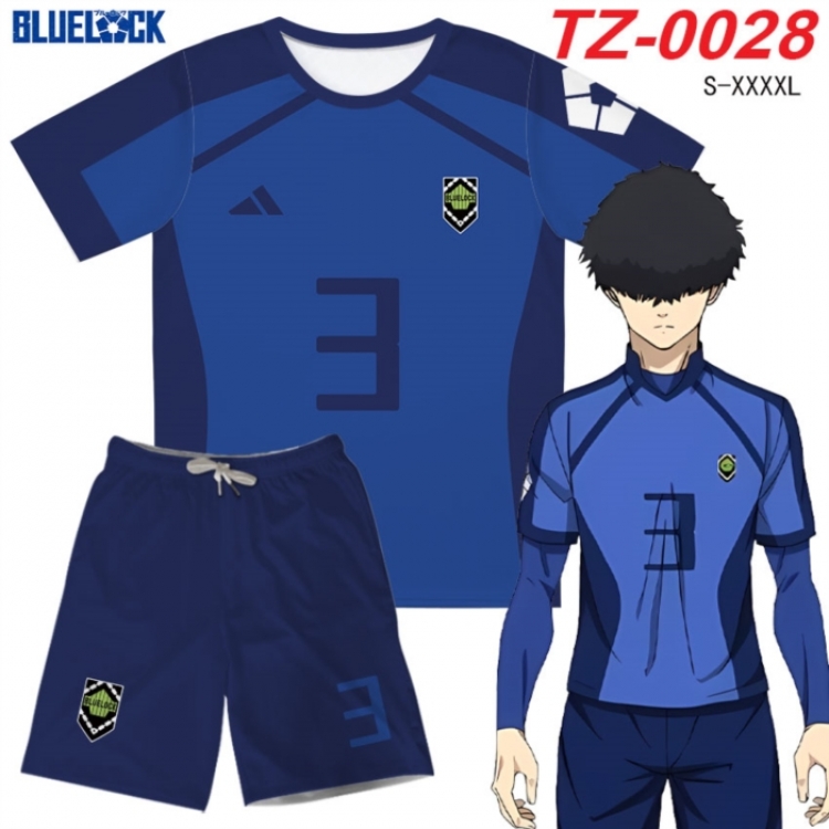 BLUE LOCK Anime Ant Wrinkle Material Full Color Short Sleeve T-shirt+Shorts Set from S to 4XL