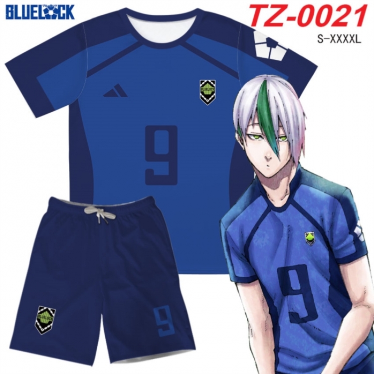 BLUE LOCK Anime Ant Wrinkle Material Full Color Short Sleeve T-shirt+Shorts Set from S to 4XL
