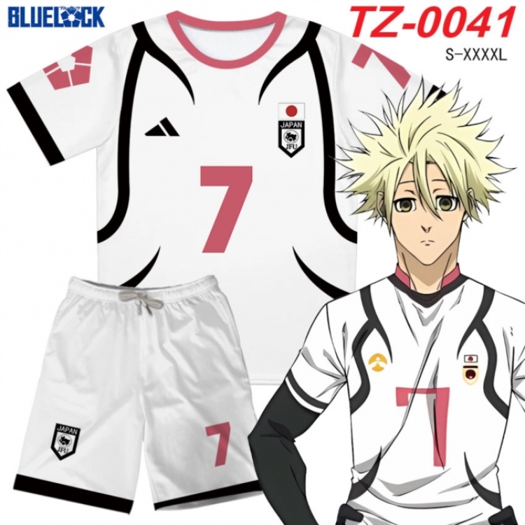 BLUE LOCK Anime Ant Wrinkle Material Full Color Short Sleeve T-shirt+Shorts Set from S to 4XL