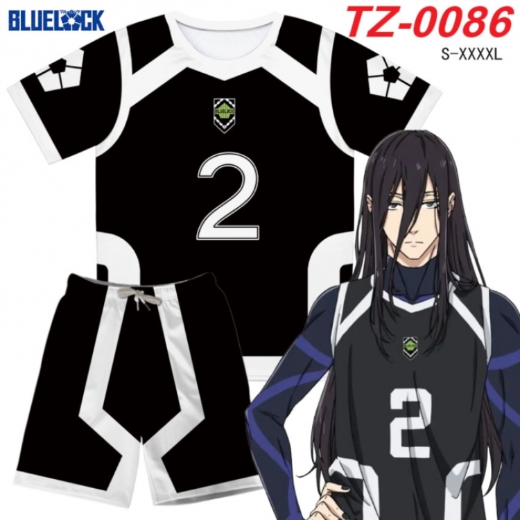 BLUE LOCK Anime Ant Wrinkle Material Full Color Short Sleeve T-shirt+Shorts Set from S to 4XL