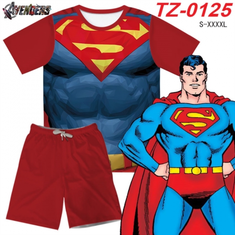 Marvel Anime Ant Wrinkle Material Full Color Short Sleeve T-shirt+Shorts Set from S to 4XL