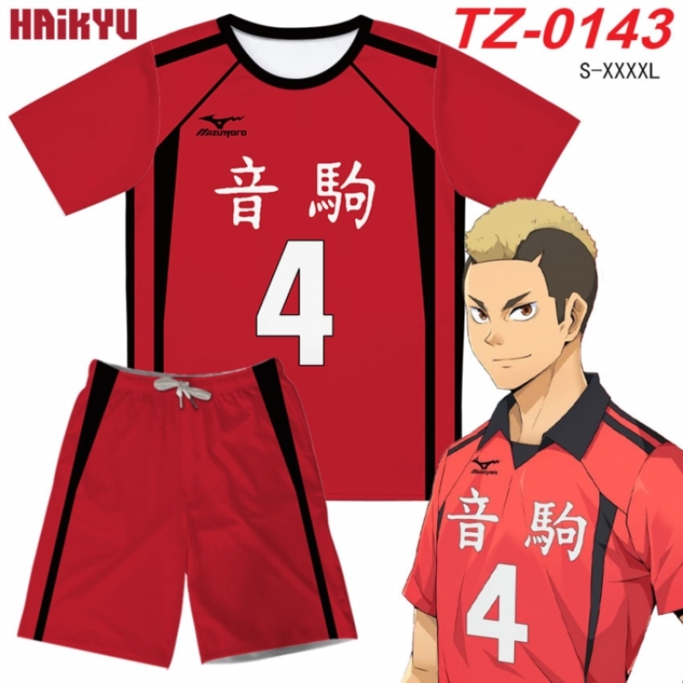 Haikyuu!! Anime Ant Wrinkle Material Full Color Short Sleeve T-shirt+Shorts Set from S to 4XL