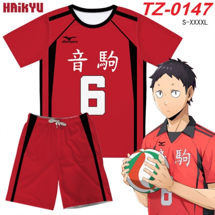 Haikyuu!! Anime Ant Wrinkle Material Full Color Short Sleeve T-shirt+Shorts Set from S to 4XL