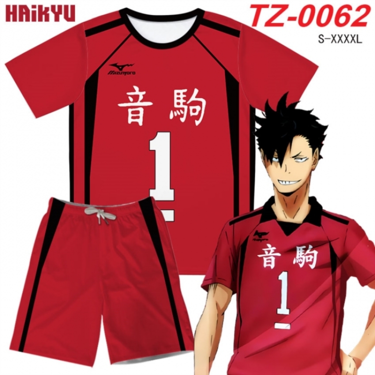 Haikyuu!! Anime Ant Wrinkle Material Full Color Short Sleeve T-shirt+Shorts Set from S to 4XL