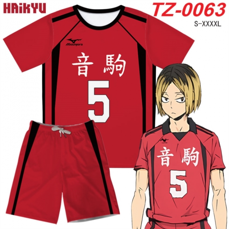 Haikyuu!! Anime Ant Wrinkle Material Full Color Short Sleeve T-shirt+Shorts Set from S to 4XL