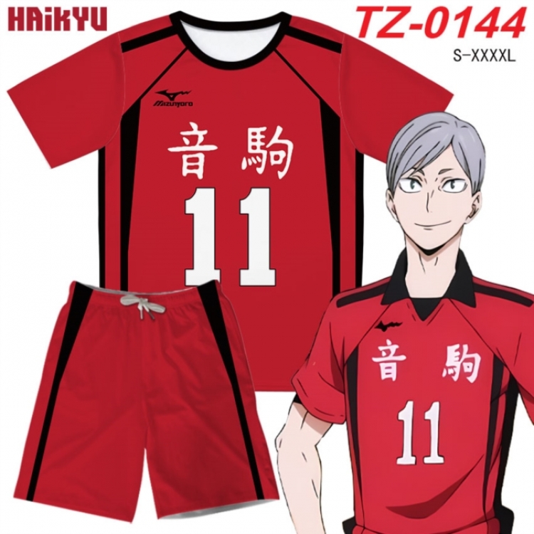 Haikyuu!! Anime Ant Wrinkle Material Full Color Short Sleeve T-shirt+Shorts Set from S to 4XL