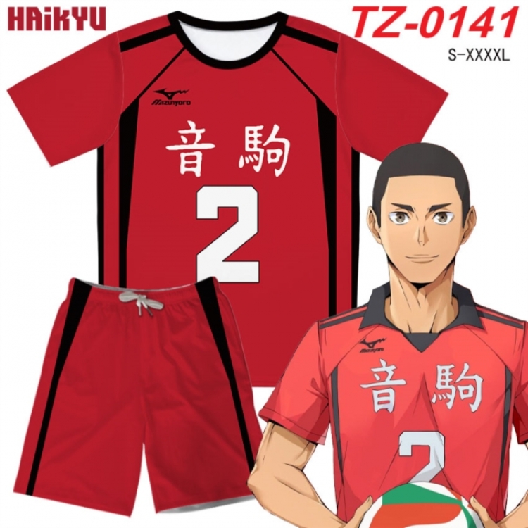 Haikyuu!! Anime Ant Wrinkle Material Full Color Short Sleeve T-shirt+Shorts Set from S to 4XL