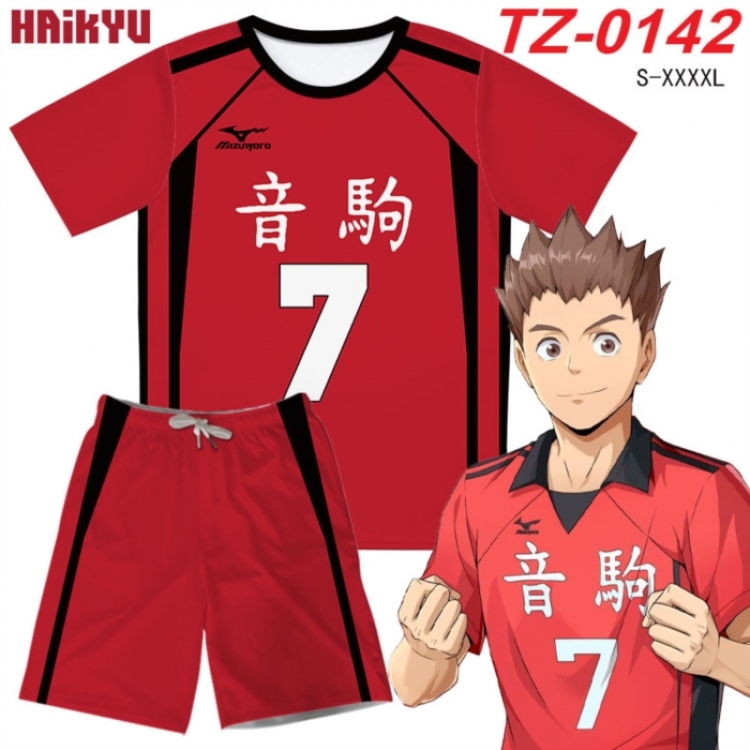 Haikyuu!! Anime Ant Wrinkle Material Full Color Short Sleeve T-shirt+Shorts Set from S to 4XL