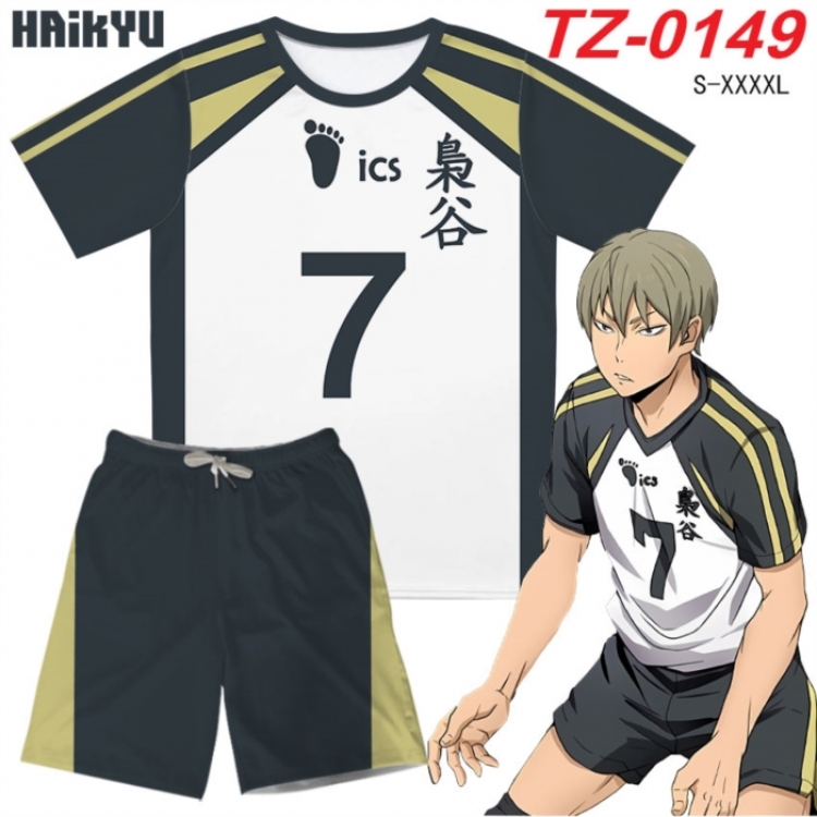 Haikyuu!! Anime Ant Wrinkle Material Full Color Short Sleeve T-shirt+Shorts Set from S to 4XL