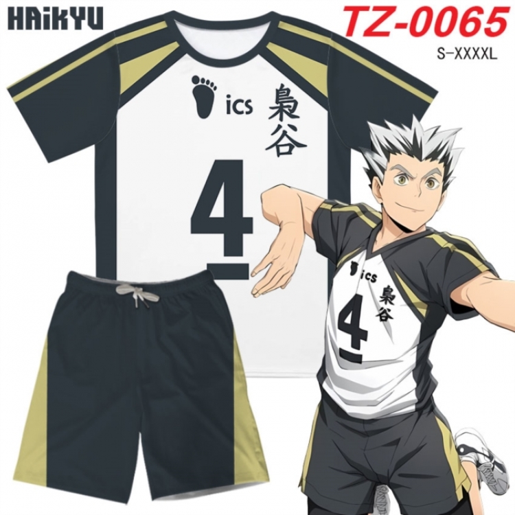 Haikyuu!! Anime Ant Wrinkle Material Full Color Short Sleeve T-shirt+Shorts Set from S to 4XL