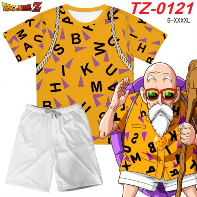 DRAGON BALL Anime Ant Wrinkle Material Full Color Short Sleeve T-shirt+Shorts Set from S to 4XL