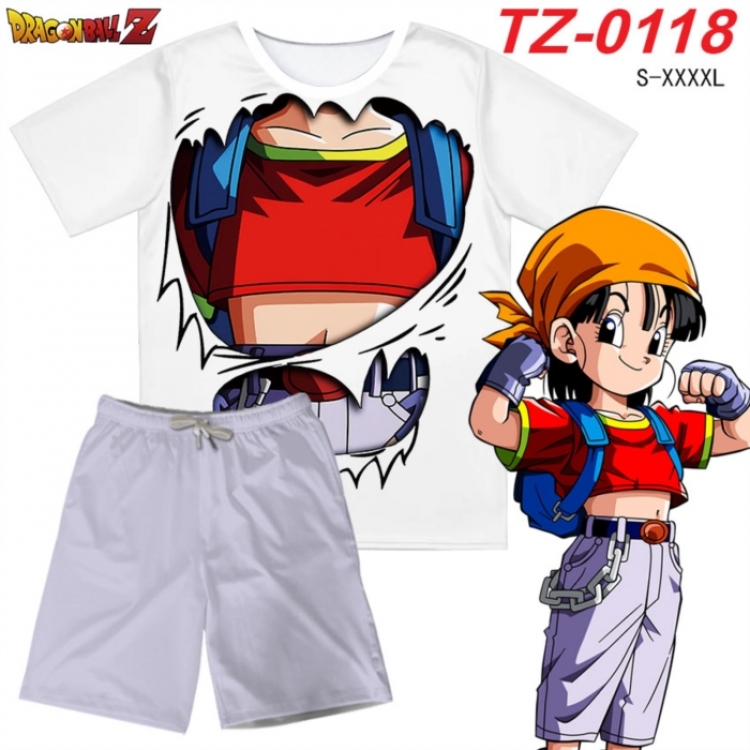 DRAGON BALL Anime Ant Wrinkle Material Full Color Short Sleeve T-shirt+Shorts Set from S to 4XL