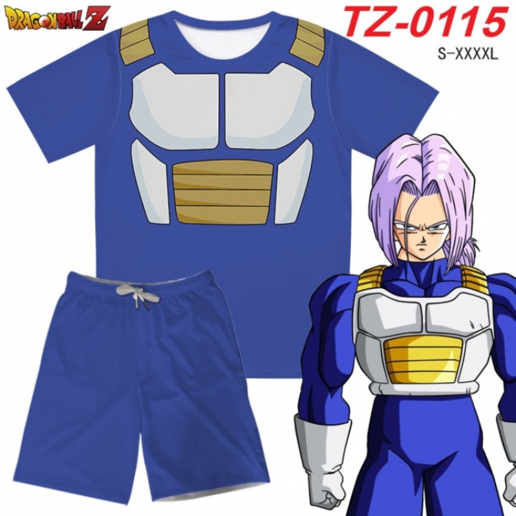 DRAGON BALL Anime Ant Wrinkle Material Full Color Short Sleeve T-shirt+Shorts Set from S to 4XL