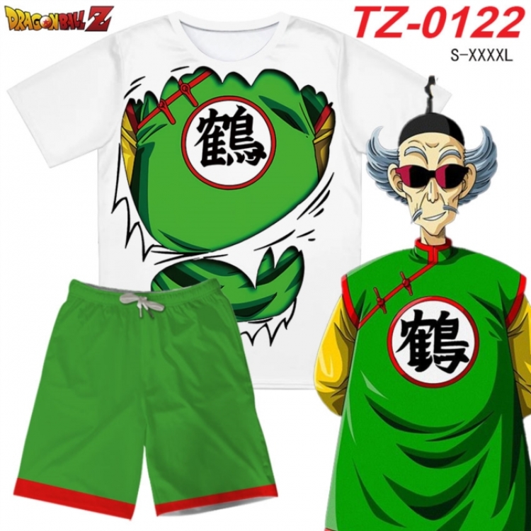 DRAGON BALL Anime Ant Wrinkle Material Full Color Short Sleeve T-shirt+Shorts Set from S to 4XL