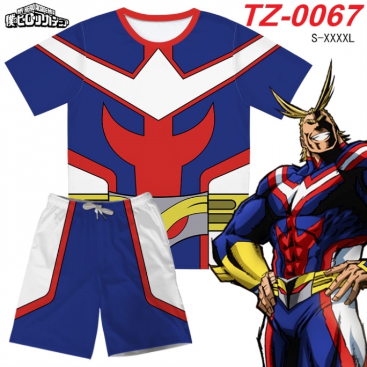 My Hero Academia Anime Ant Wrinkle Material Full Color Short Sleeve T-shirt+Shorts Set from S to 4XL