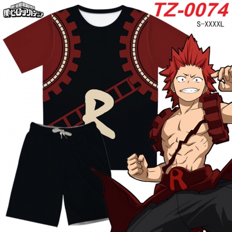 My Hero Academia Anime Ant Wrinkle Material Full Color Short Sleeve T-shirt+Shorts Set from S to 4XL