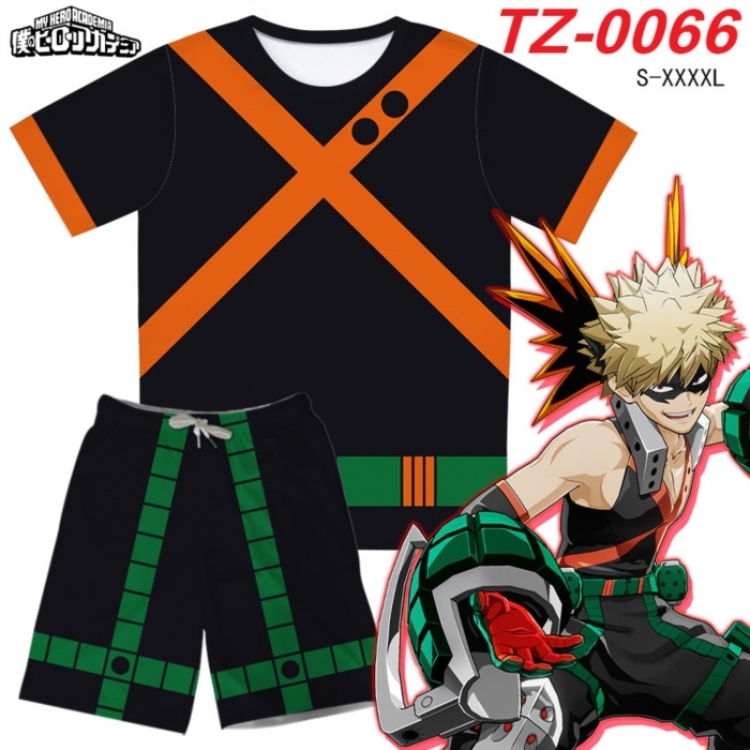My Hero Academia Anime Ant Wrinkle Material Full Color Short Sleeve T-shirt+Shorts Set from S to 4XL