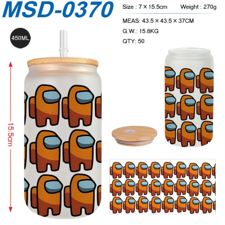 Among us  Anime frosted glass cup with straw 450ML