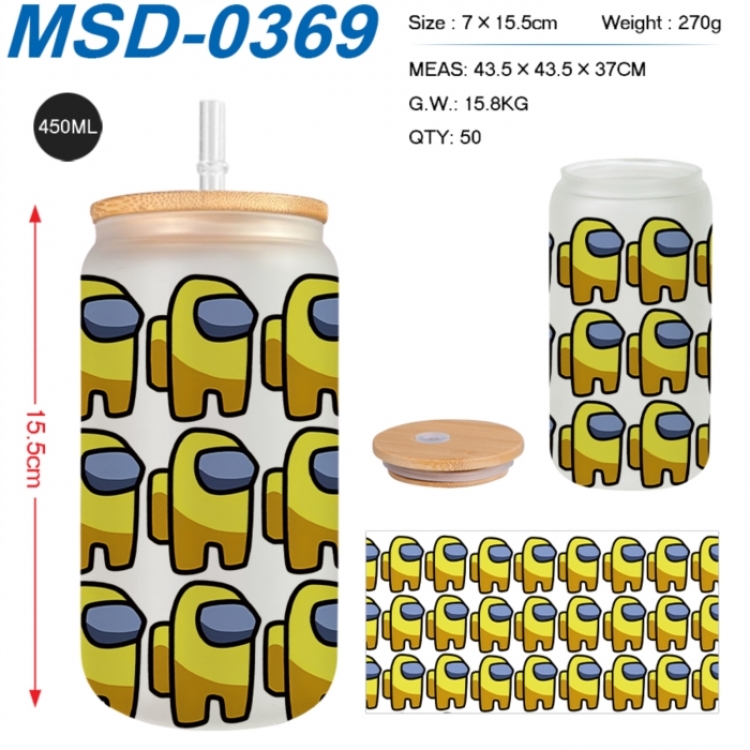 Among us  Anime frosted glass cup with straw 450ML