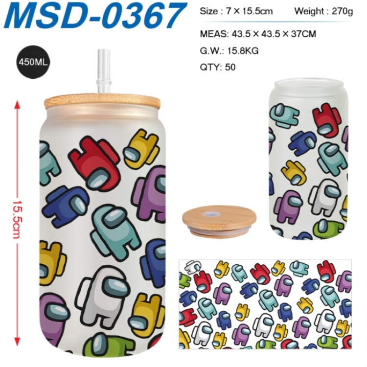 Among us  Anime frosted glass cup with straw 450ML