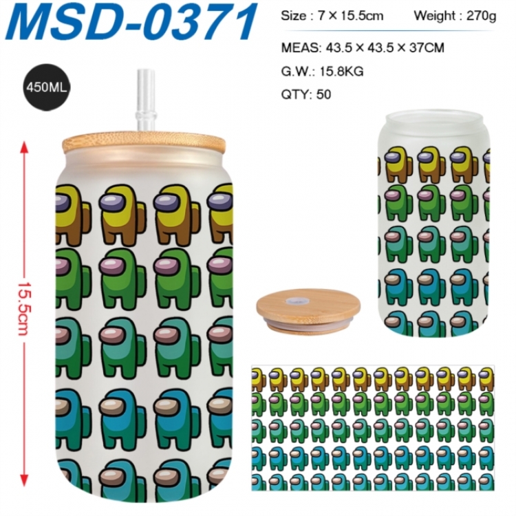 Among us  Anime frosted glass cup with straw 450ML