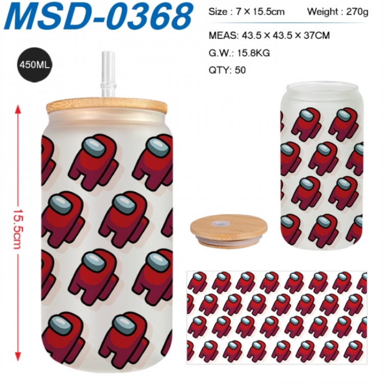 Among us  Anime frosted glass cup with straw 450ML