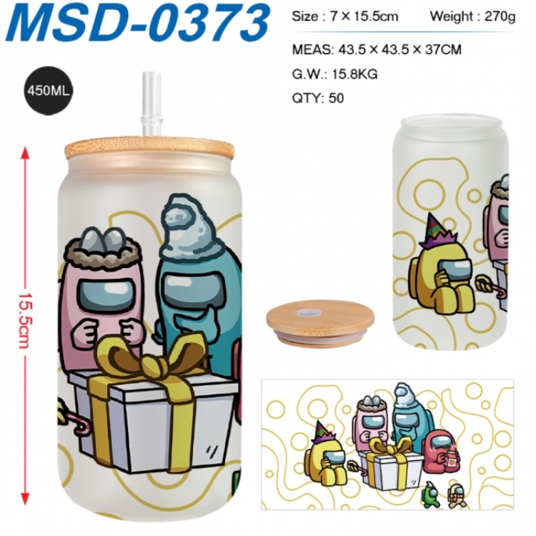 Among us  Anime frosted glass cup with straw 450ML