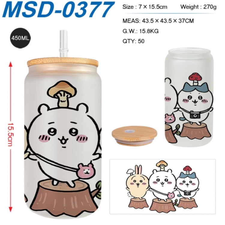 Chiikawa Anime frosted glass cup with straw 450ML