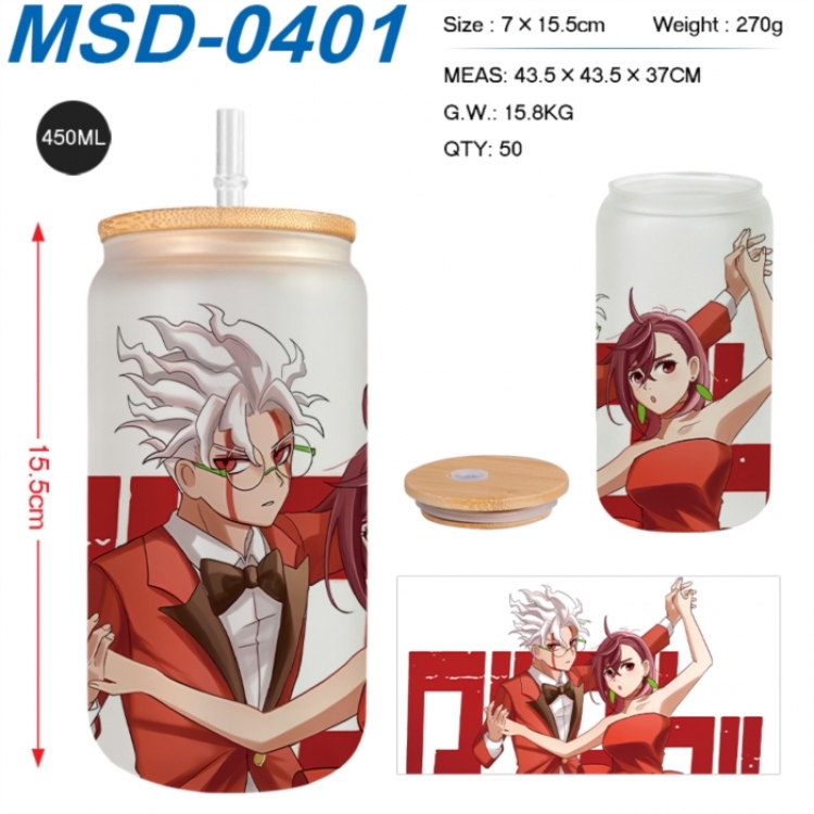 Dandadan Anime frosted glass cup with straw 450ML