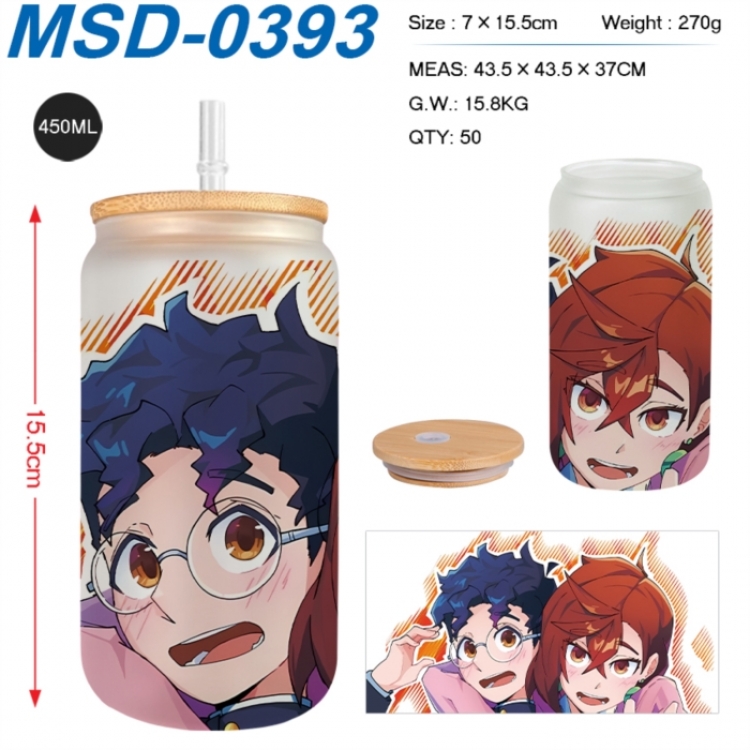 Dandadan Anime frosted glass cup with straw 450ML
