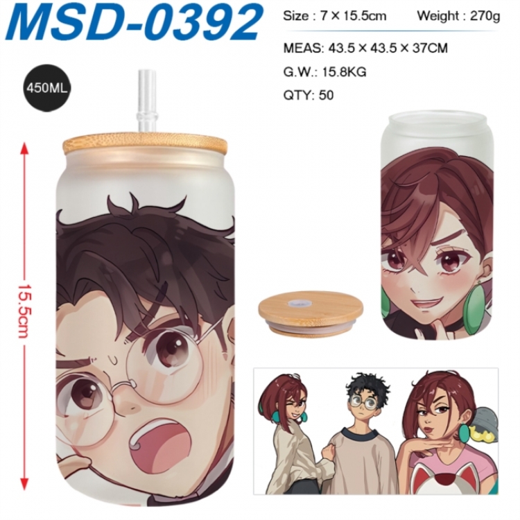 Dandadan Anime frosted glass cup with straw 450ML