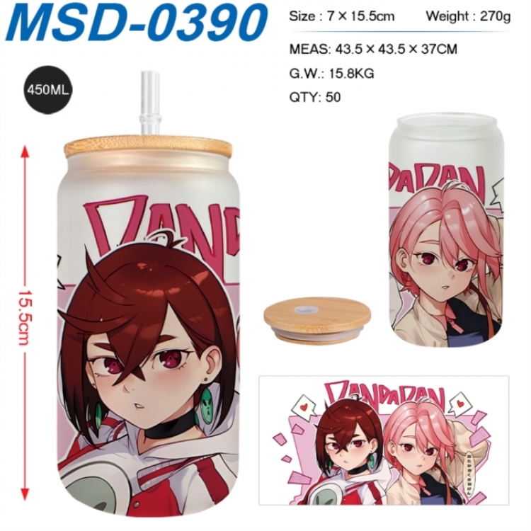 Dandadan Anime frosted glass cup with straw 450ML
