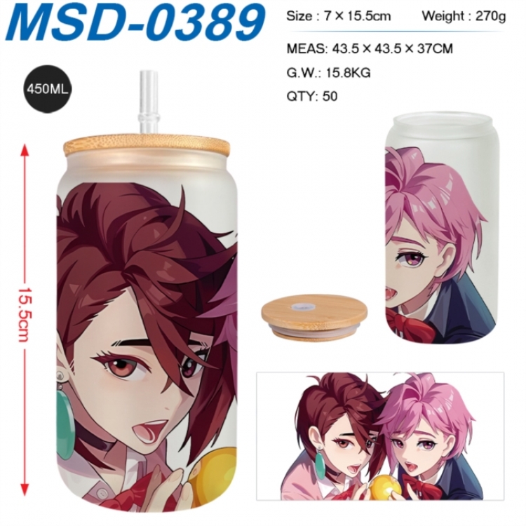 Dandadan Anime frosted glass cup with straw 450ML