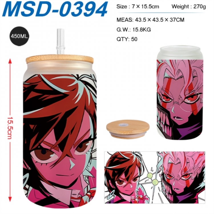 Dandadan Anime frosted glass cup with straw 450ML