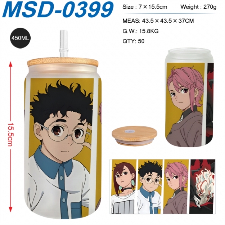 Dandadan Anime frosted glass cup with straw 450ML
