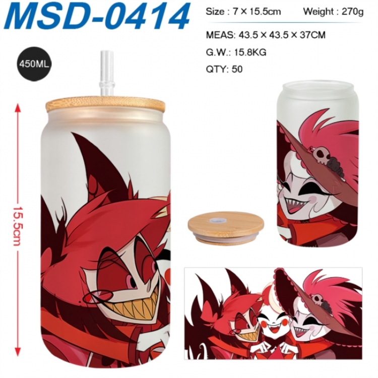 Hazbin Hotel Anime frosted glass cup with straw 450ML
