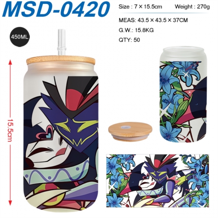 Hazbin Hotel Anime frosted glass cup with straw 450ML