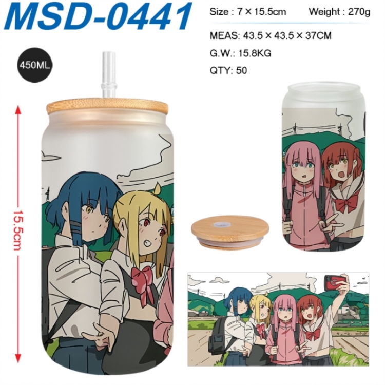 BOCCHI THE ROCK! Anime frosted glass cup with straw 450ML