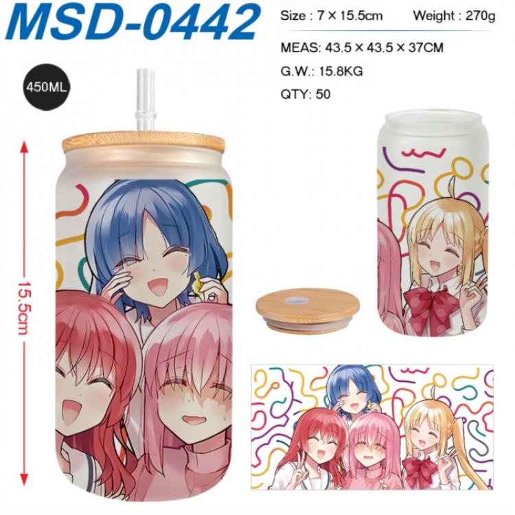 BOCCHI THE ROCK! Anime frosted glass cup with straw 450ML