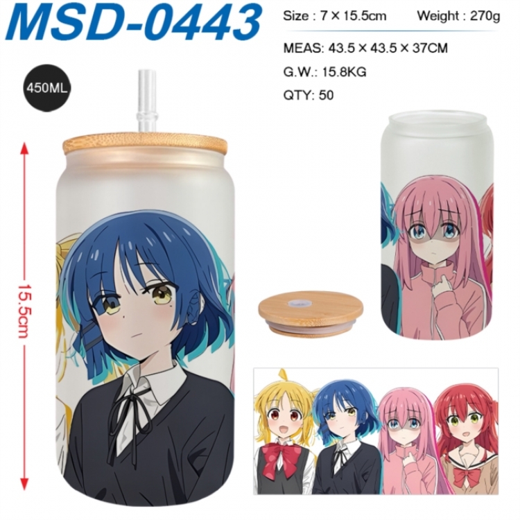 BOCCHI THE ROCK! Anime frosted glass cup with straw 450ML