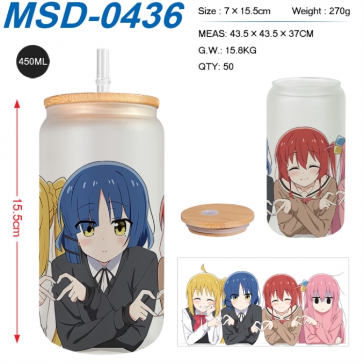 BOCCHI THE ROCK! Anime frosted glass cup with straw 450ML