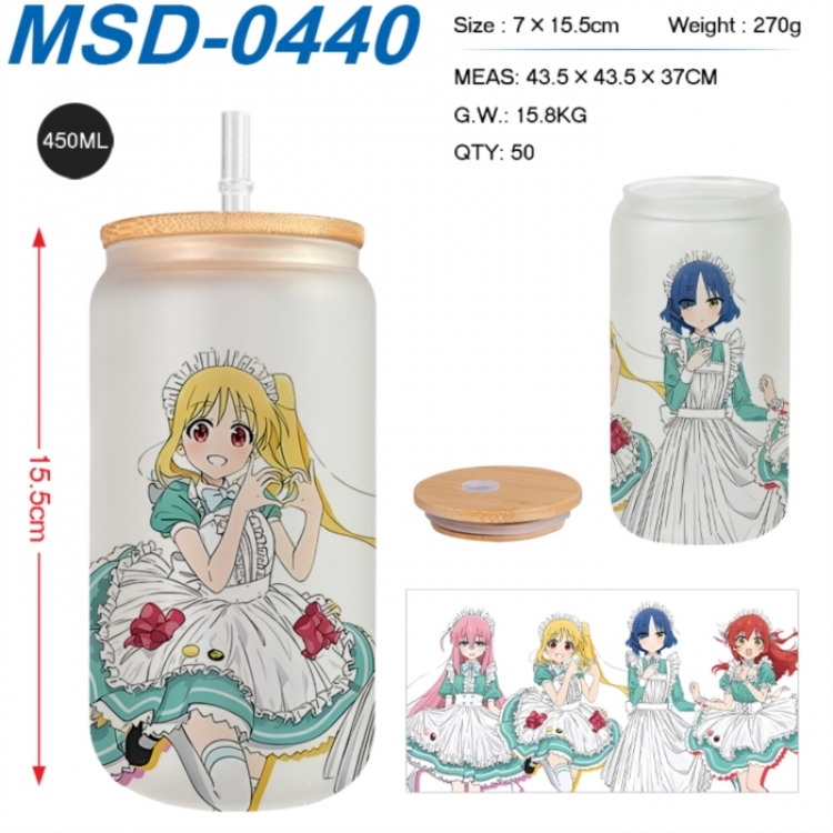 BOCCHI THE ROCK! Anime frosted glass cup with straw 450ML