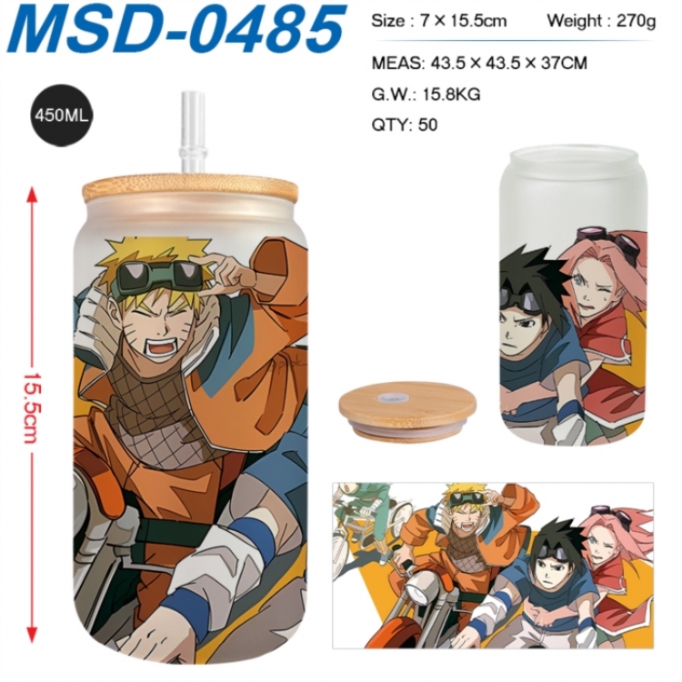 Naruto Anime frosted glass cup with straw 450ML