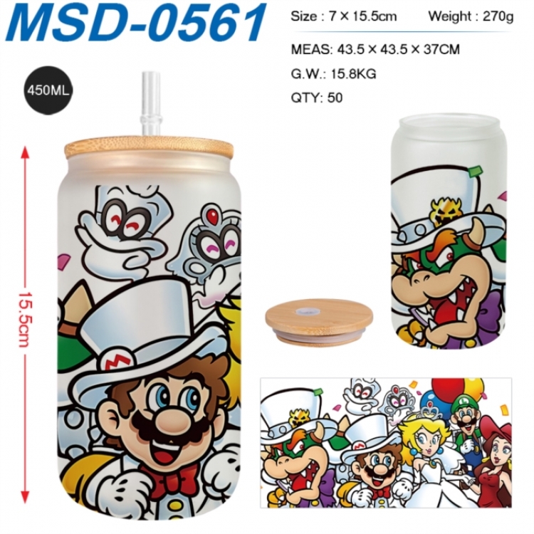 Super Mario Anime frosted glass cup with straw 450ML