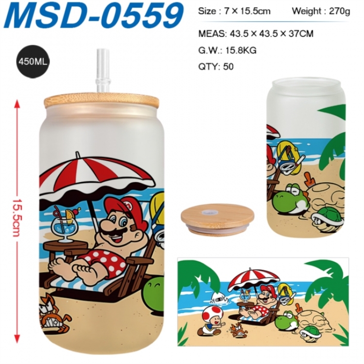 Super Mario Anime frosted glass cup with straw 450ML