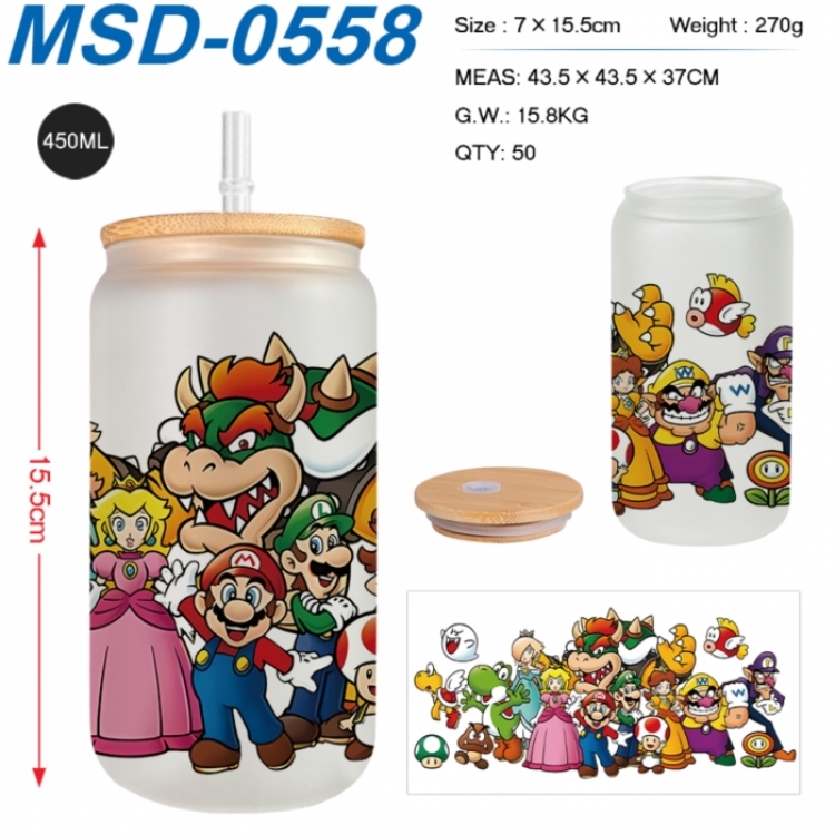 Super Mario Anime frosted glass cup with straw 450ML