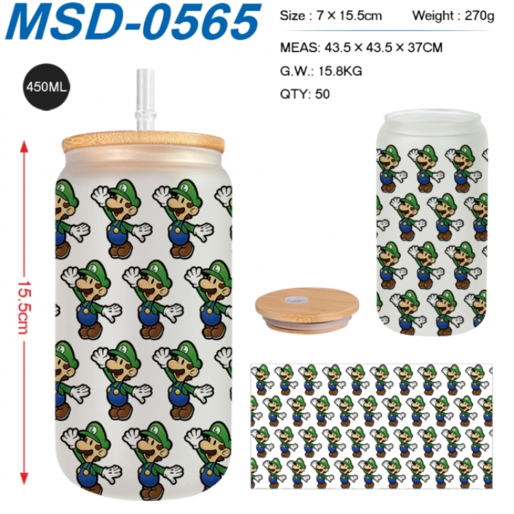 Super Mario Anime frosted glass cup with straw 450ML