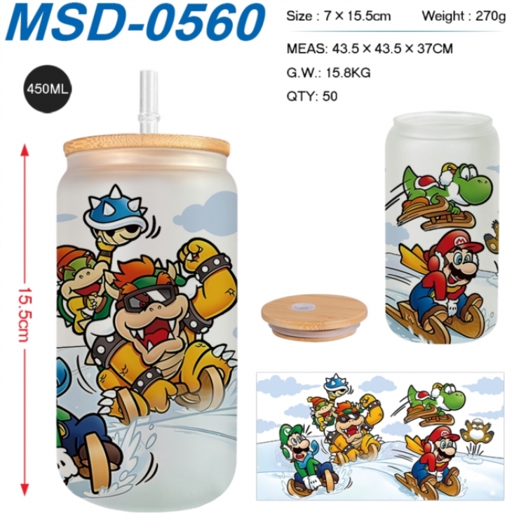 Super Mario Anime frosted glass cup with straw 450ML